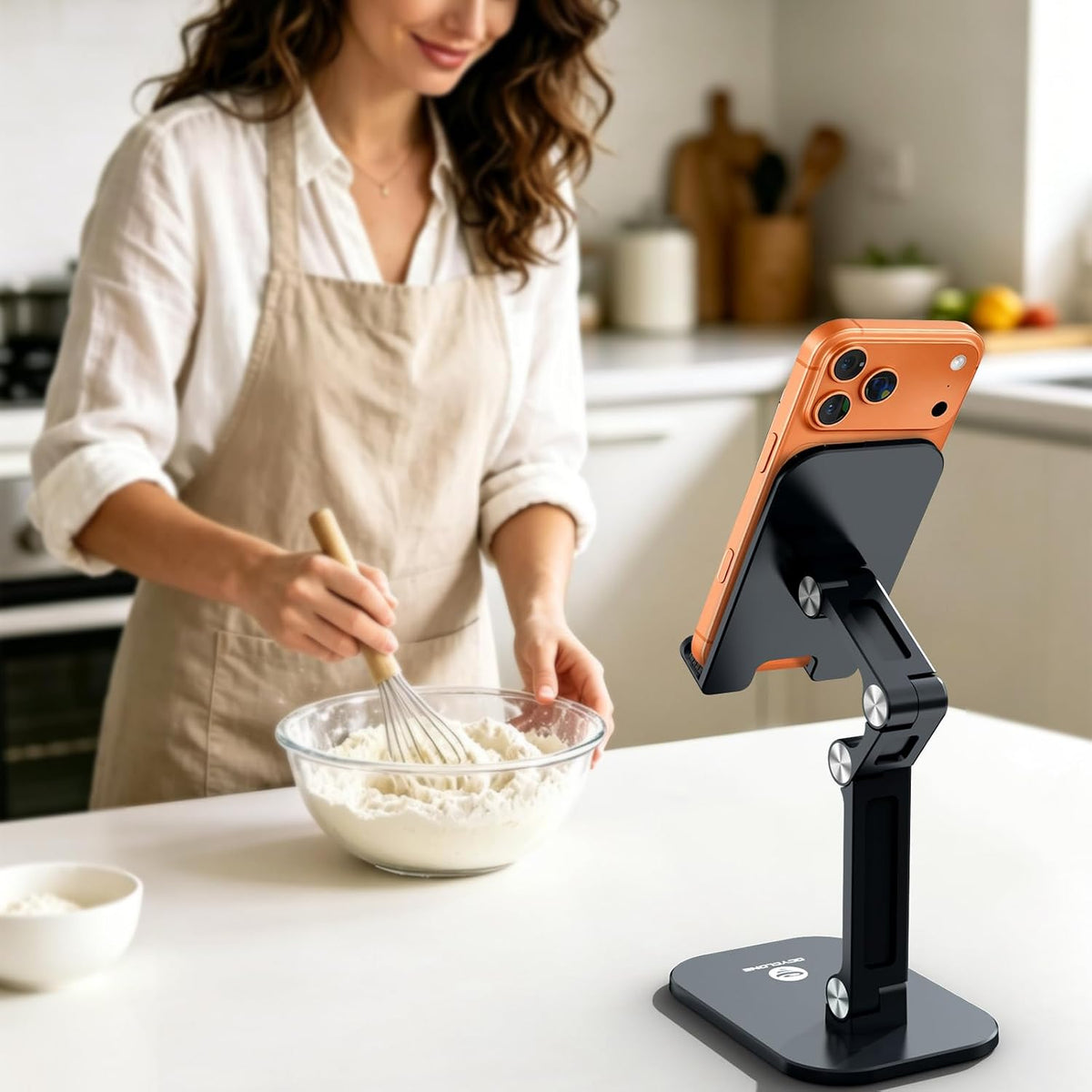 OCYCLONE Adjustable Phone Stand for Study Desk, Foldable Phone Holder for Online Learning and Note Taking
