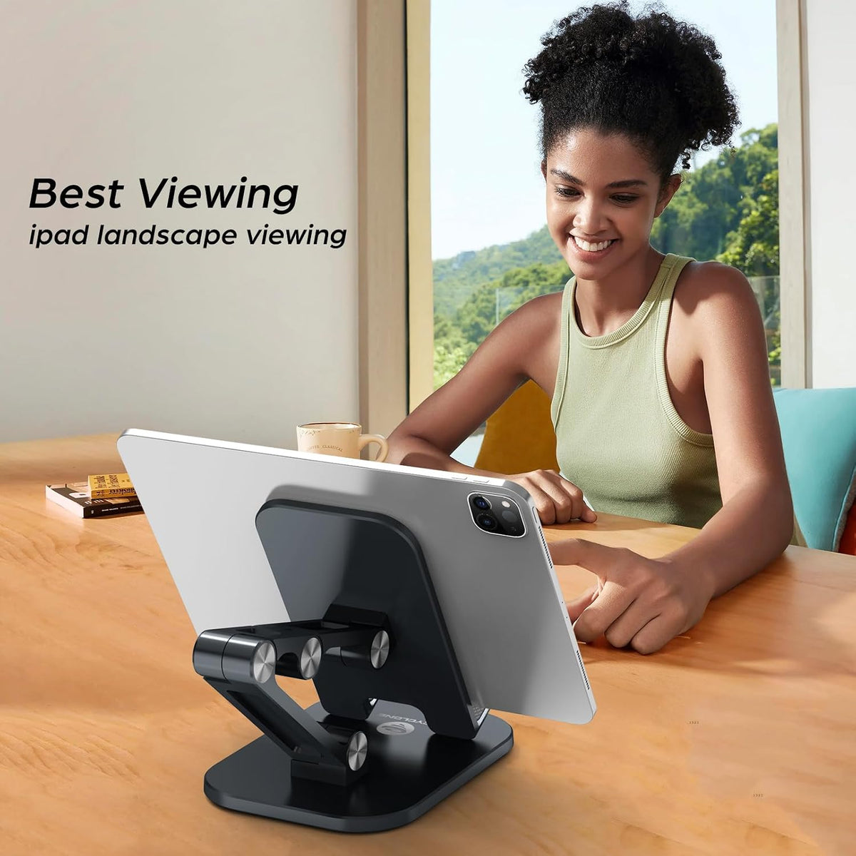 OCYCLONE Adjustable Phone Stand for Study Desk, Foldable Phone Holder for Online Learning and Note Taking