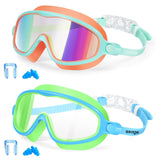 Seago Kids Swimming Goggles 2 Pack – UV Protection Wide View Goggles for Children, Adjustable Strap for Boys and Girls
