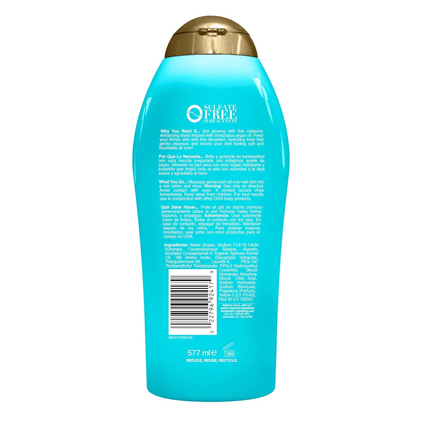 OGX Argan Oil of Morocco Body Wash – Self-Care Shower Essential for Post-Workout Refresh and Deep Hydration, 19.5 fl oz