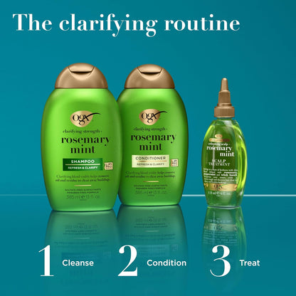 OGX Clarifying Strength + Rosemary Mint Conditioner – Family-Safe Clarifying Conditioner for Oily Hair, 25.4 fl oz Value Size