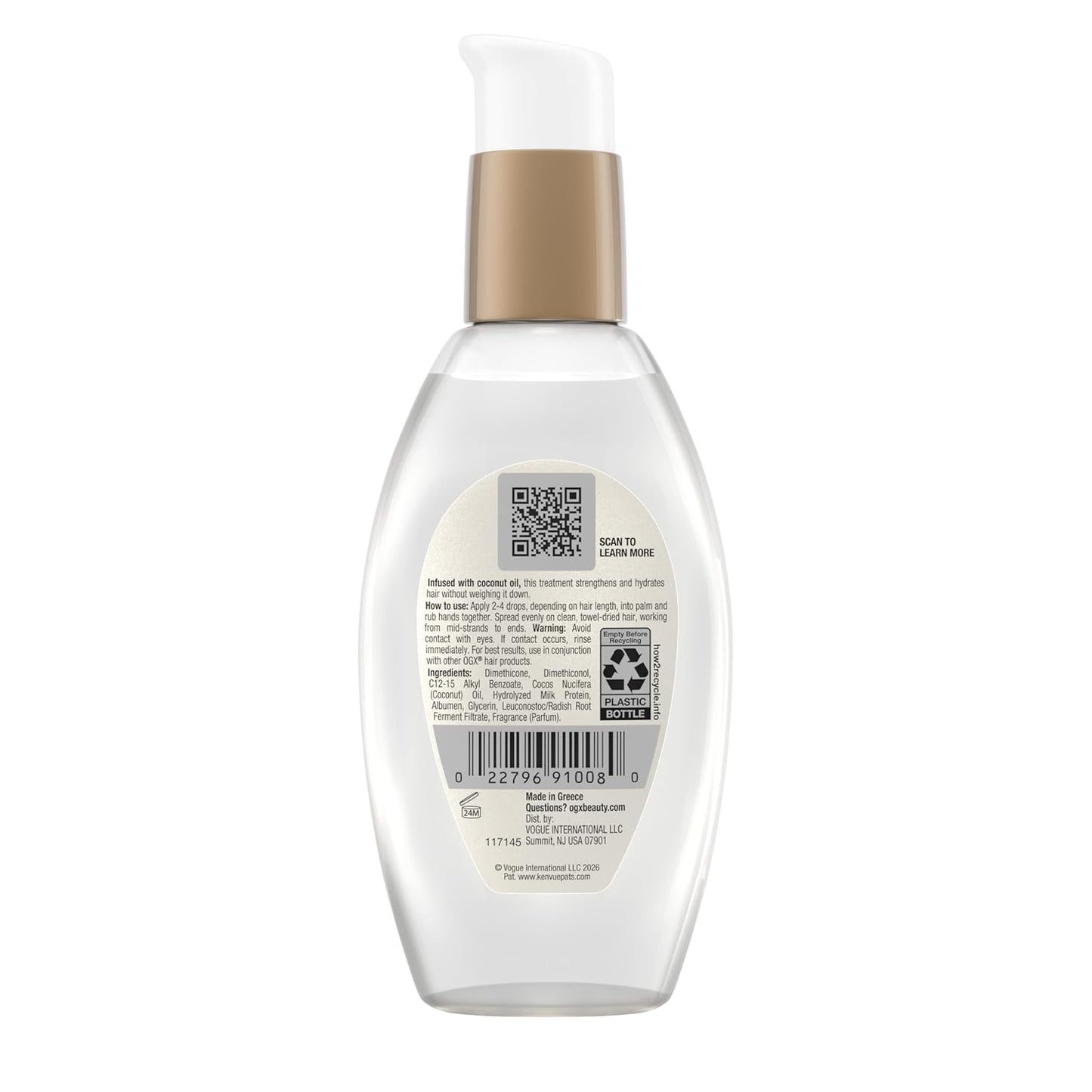 OGX Coconut Milk Anti-Breakage Serum, 4 Fl Oz – Clean-Formulation Anti-Breakage Treatment Safe for Color-Treated Hair