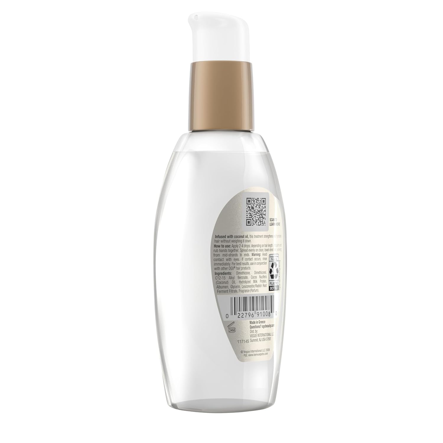 OGX Coconut Milk Anti-Breakage Serum, 4 Fl Oz – Clean-Formulation Anti-Breakage Treatment Safe for Color-Treated Hair