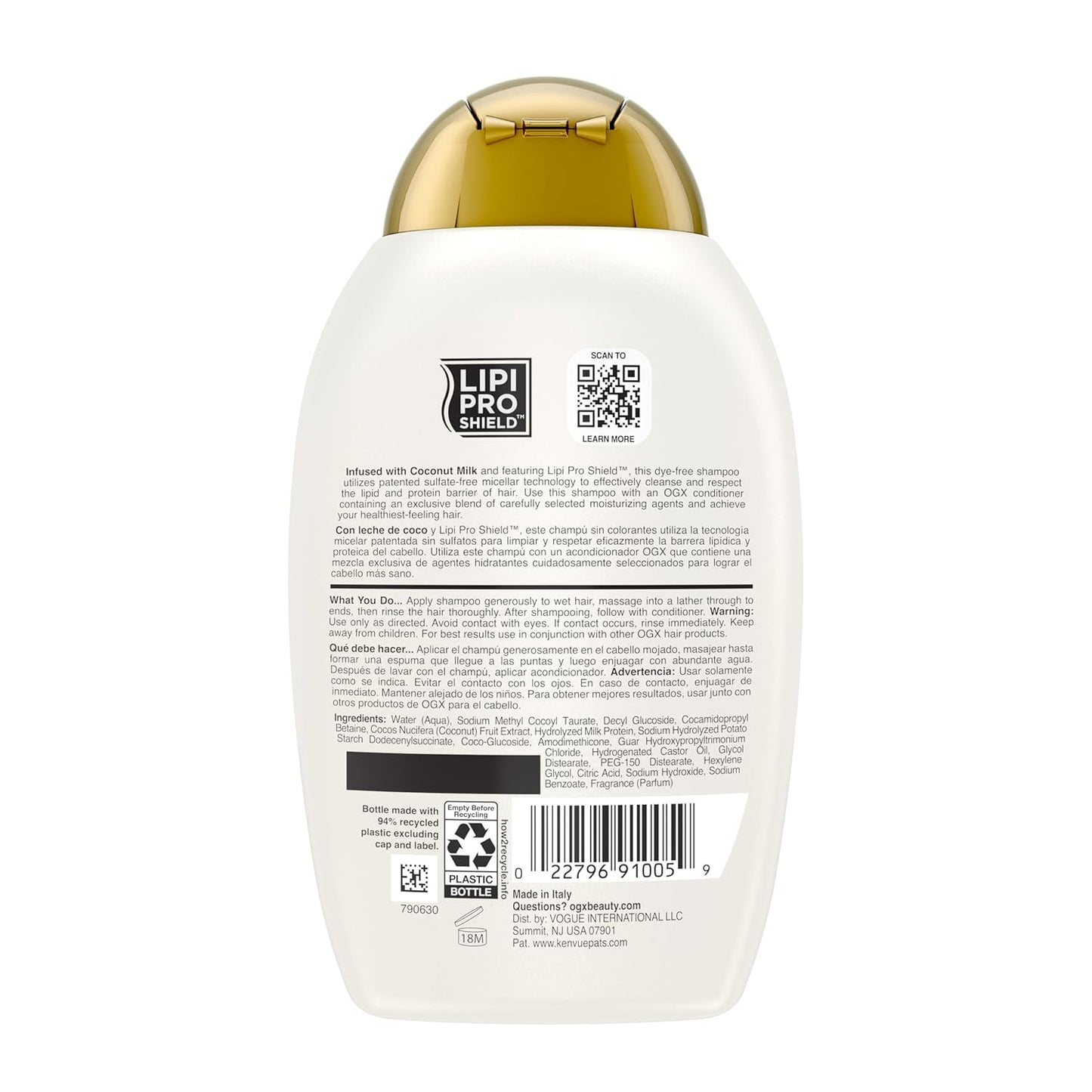 OGX Coconut Milk Moisturizing Shampoo, Ready-to-Give Restoring Shampoo Gift Set for Mom, Housewarming and Valentine's Day Idea, 25.4 fl. oz