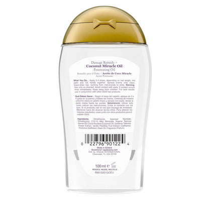 OGX Coconut Miracle Oil – Streamlined Frizz Treatment for the Intentional Beauty Shelf, 3.3 Fl Oz