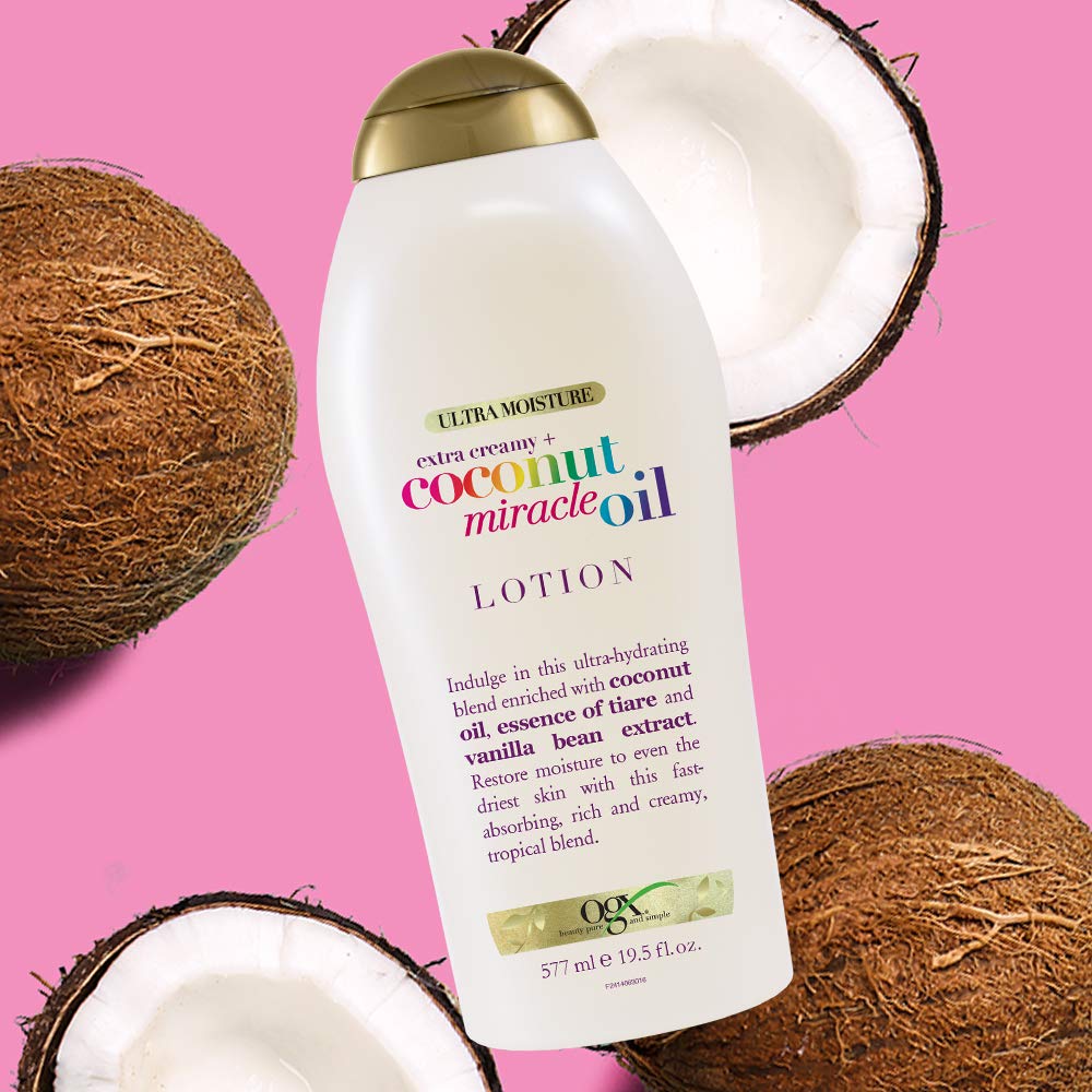 OGX Coconut Miracle Oil Ultra Moisture Lotion – Long-Lasting Coconut Milk Scented Body Cream for Relaxation and Mood Setting