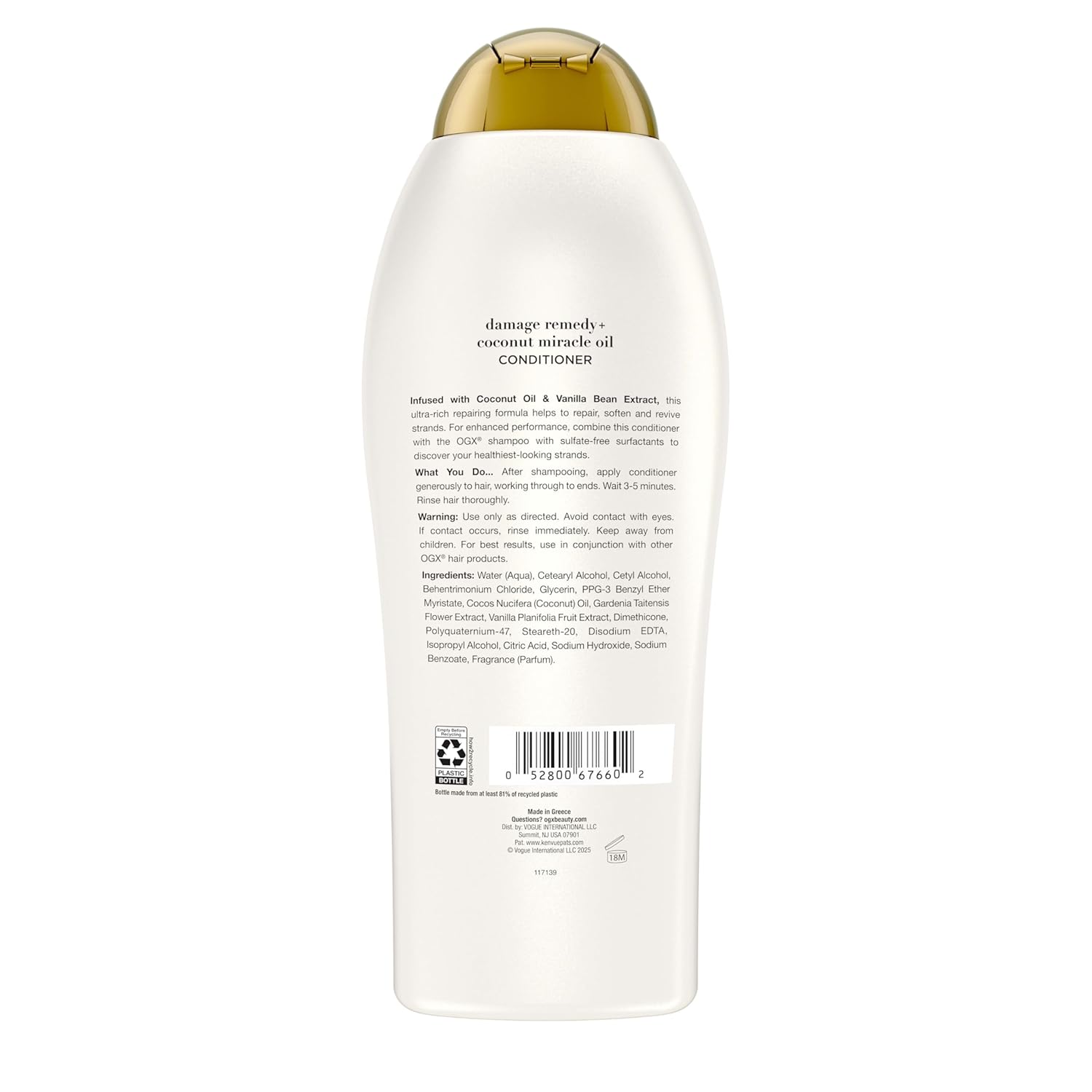OGX Extra Strength Damage Remedy Conditioner – Clean Beauty Staple for Uncluttered Vanities
