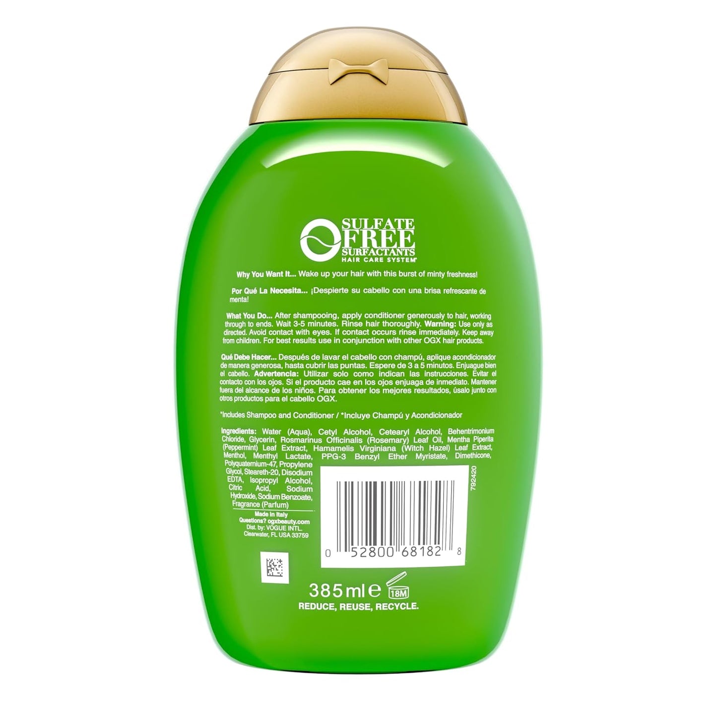 OGX Extra Strength Rosemary Mint Conditioner – Scalp Detox Conditioner for Spa-Like Self-Care Routine