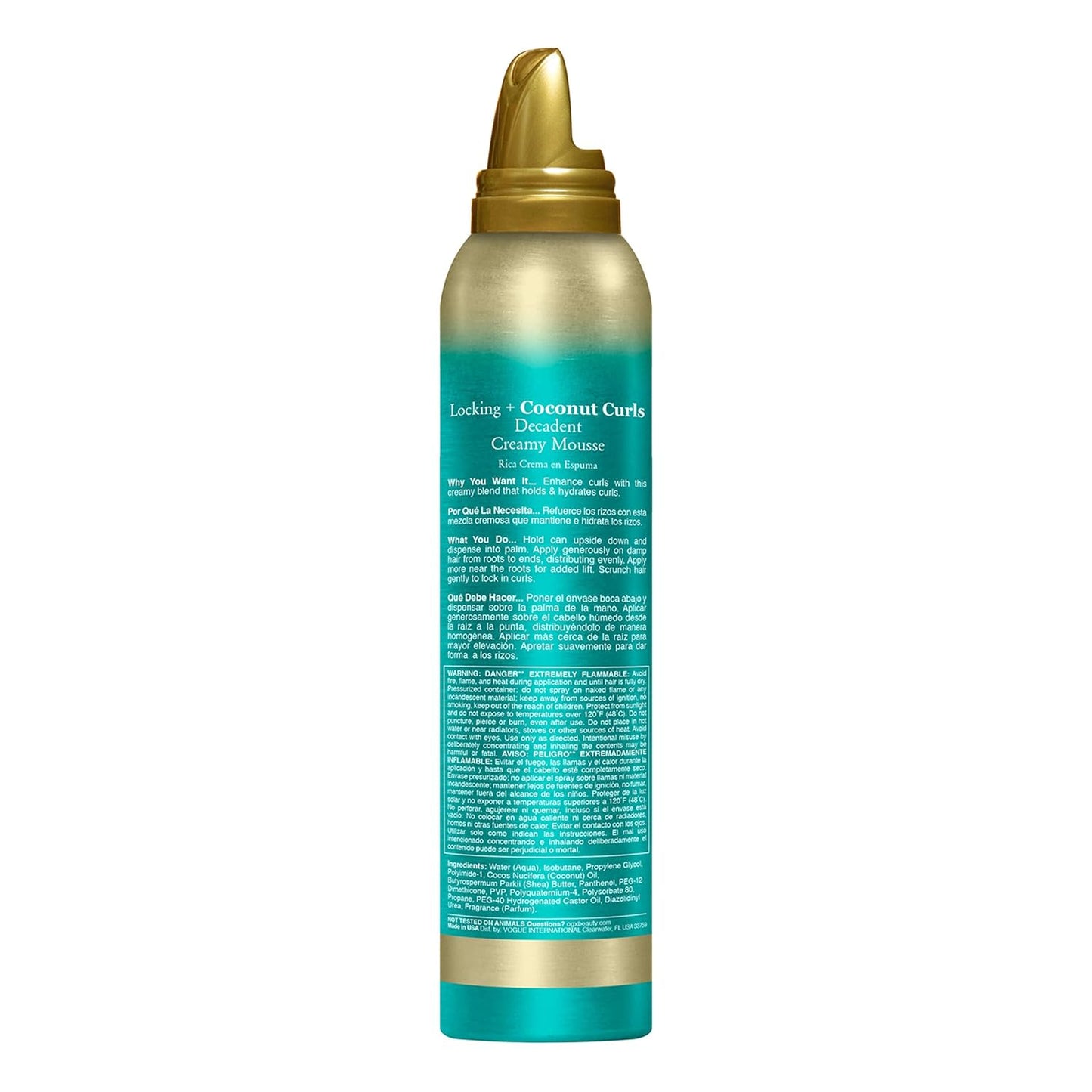 OGX Locking + Coconut Curls Mousse – Mindful Curly Hair Styling Cream for Damp Hair Definition, 7.9 Ounce
