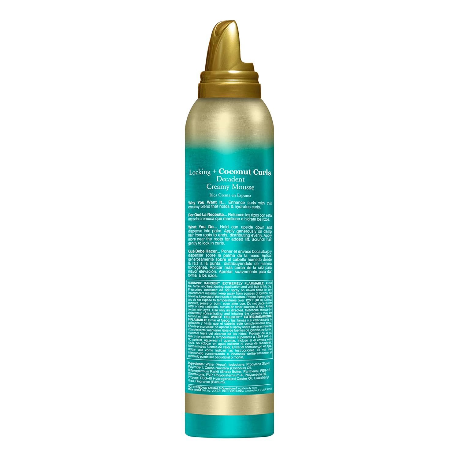 OGX Locking + Coconut Curls Mousse – Mindful Curly Hair Styling Cream for Damp Hair Definition, 7.9 Ounce