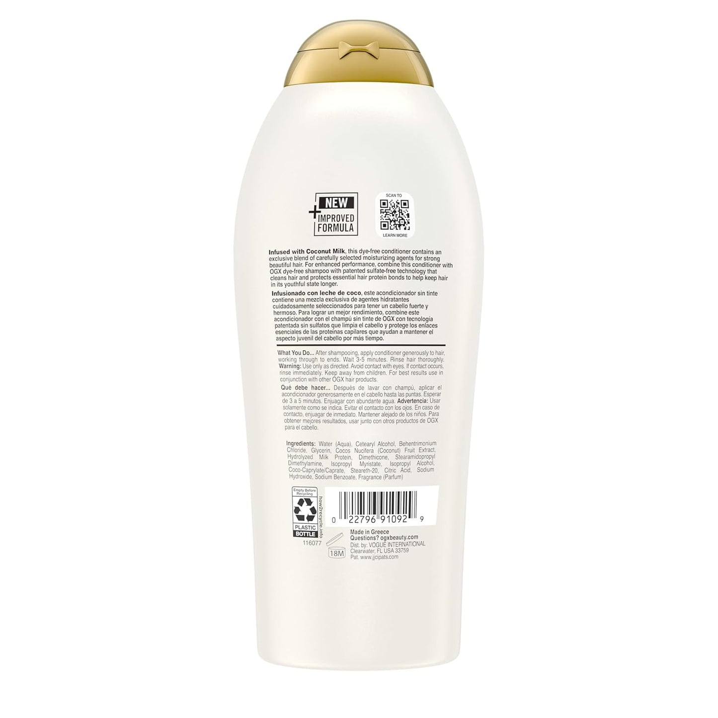 OGX Nourishing + Coconut Milk Conditioner – Microplastic & Dye-Free Hydration for Safer Family Hair Care