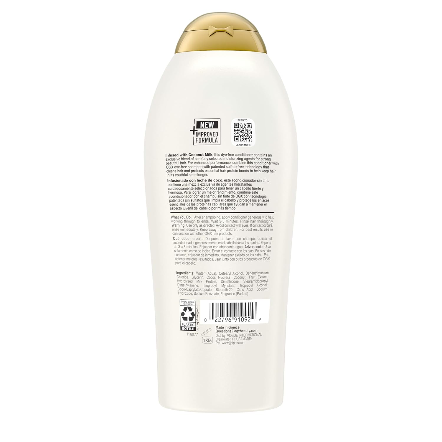 OGX Nourishing + Coconut Milk Conditioner – Microplastic & Dye-Free Hydration for Safer Family Hair Care