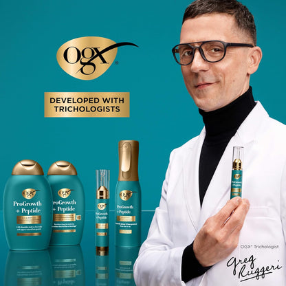 OGX ProGrowth + Peptide Clarifying Shampoo – Streamlined 94% Recycled Bottle for Intentional Spaces