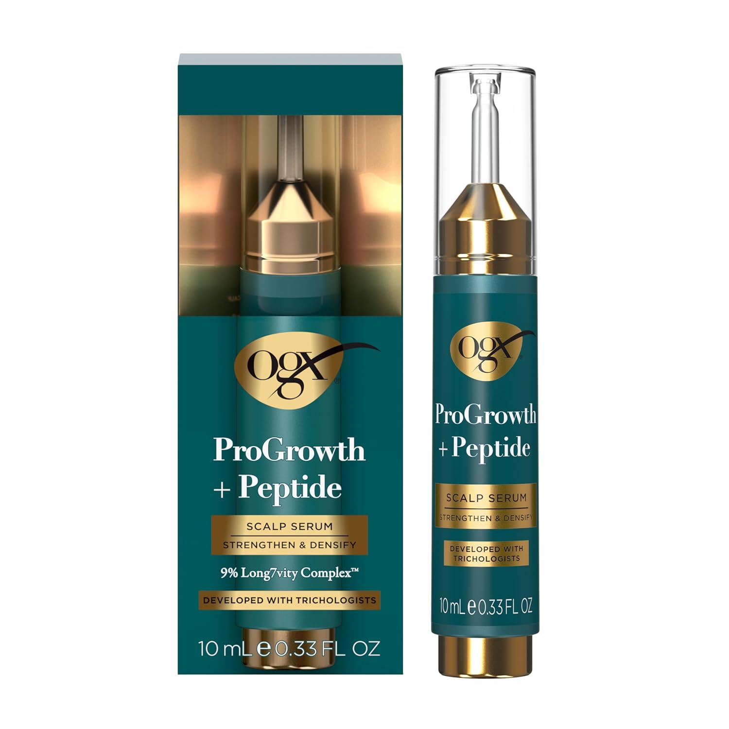 OGX ProGrowth + Peptide Scalp Serum – Elevated At-Home Spa Experience, 9% Peptide Complex Scalp Elixir