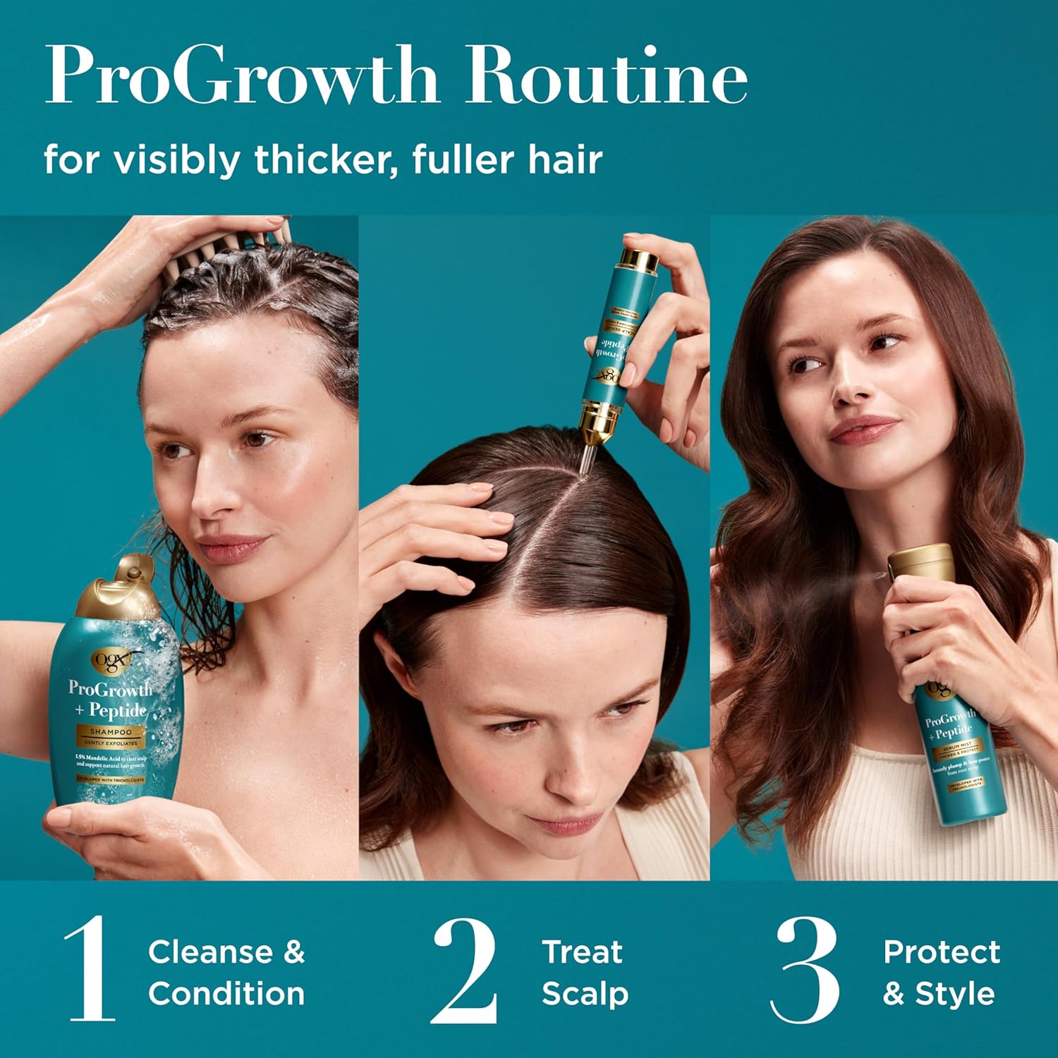 OGX ProGrowth + Peptide Scalp Serum – Elevated At-Home Spa Experience, 9% Peptide Complex Scalp Elixir