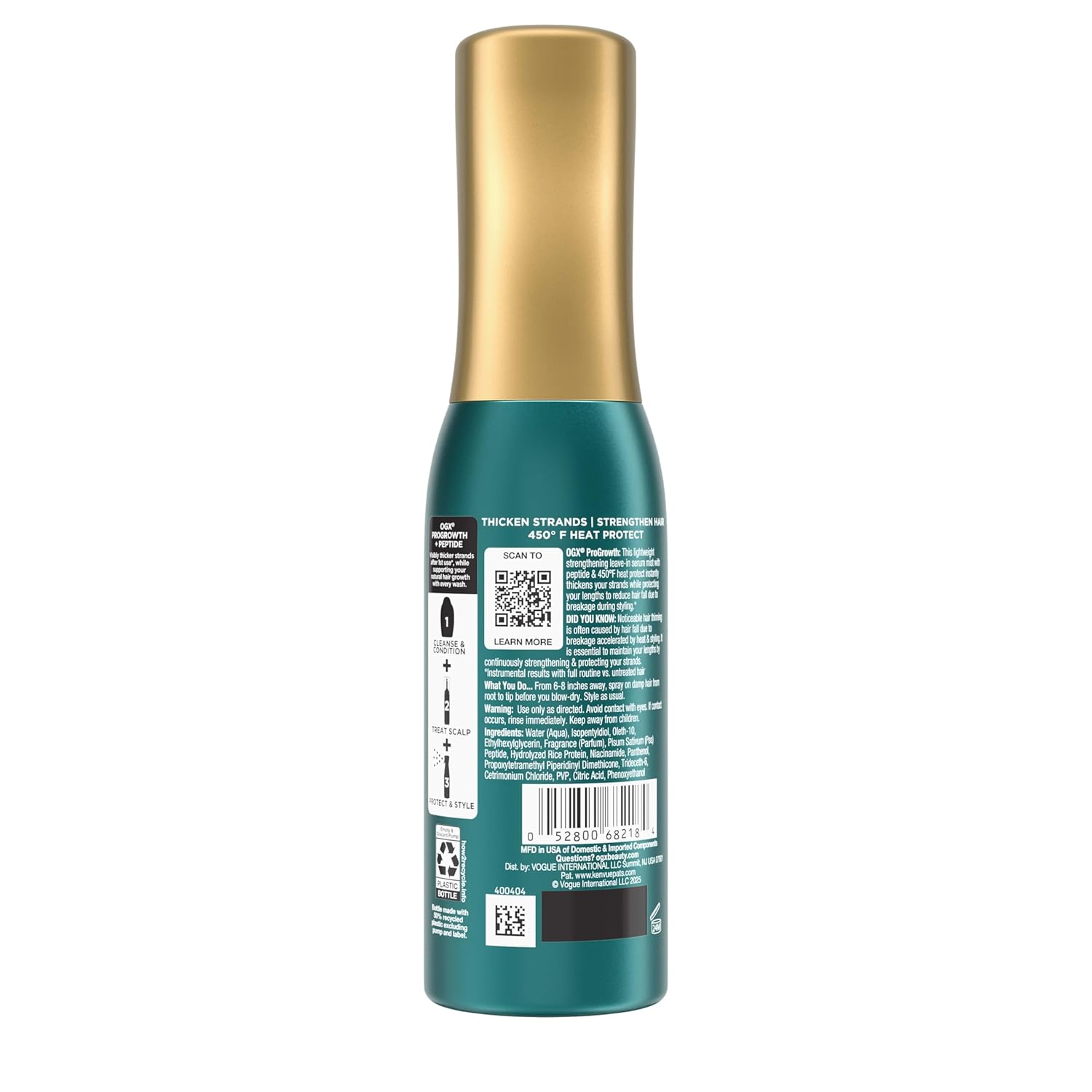 OGX ProGrowth + Peptide Serum Mist – Mother's Day Haircare Gift to Strengthen and Plump Strands, 6.5 fl oz
