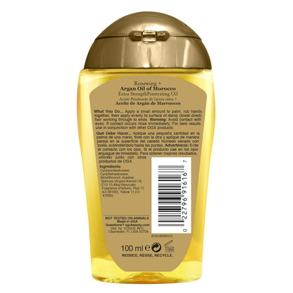OGX Renewing Argan Oil of Morocco Hair Oil – Elevated Finishing Oil for Frizz-Free, Luminous Strands, 3.3 Fl Oz