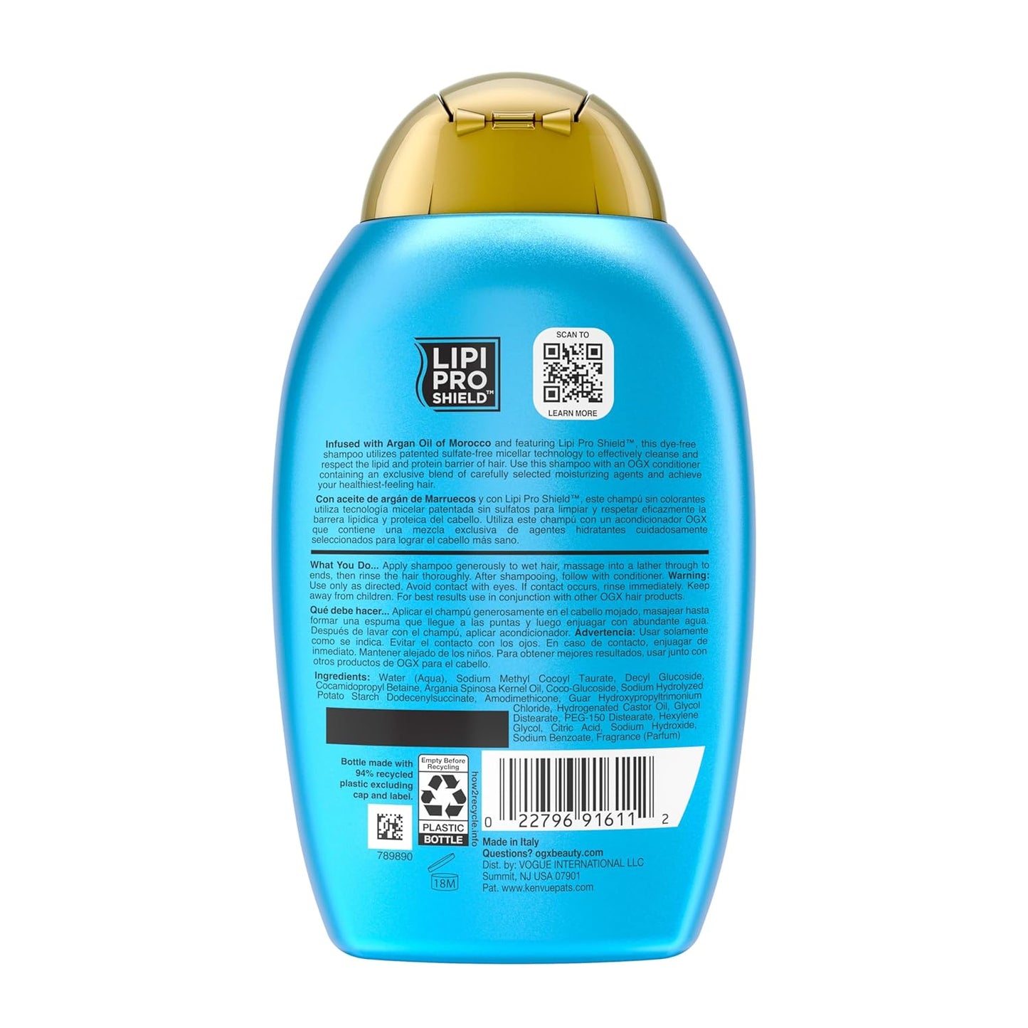 OGX Renewing Argan Oil of Morocco Shampoo – Mindful Bath Time Wash to Restore Chemically-Treated Hair