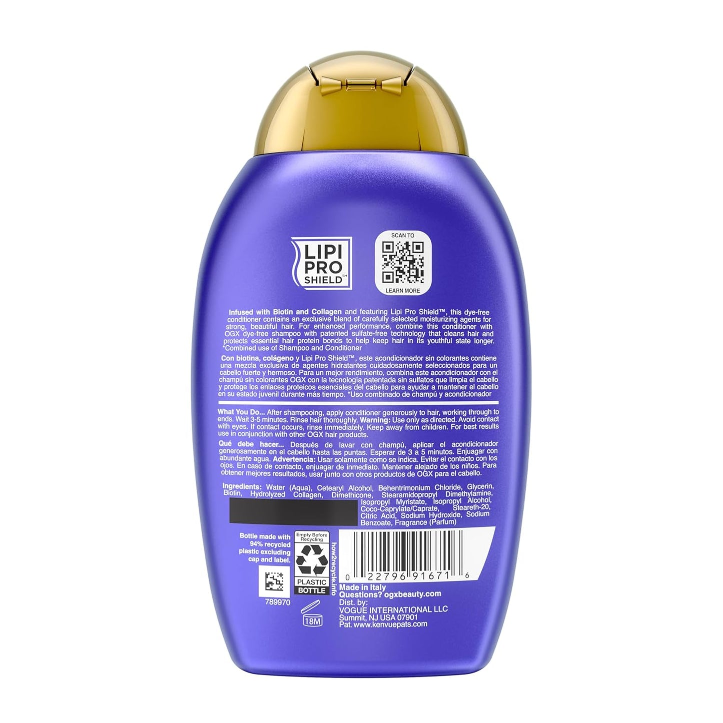 OGX Thick & Full Biotin & Collagen Volumizing Conditioner – Wind-Down Wellness Bottle for Thin Hair with 72-Hour Volume, Calming Jasmine Aroma, 25.4 fl oz 2-Pack
