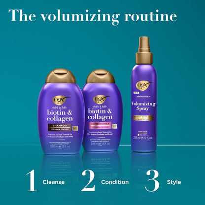 OGX Thick & Full Biotin & Collagen Volumizing Conditioner – Wind-Down Wellness Bottle for Thin Hair with 72-Hour Volume, Calming Jasmine Aroma, 25.4 fl oz 2-Pack