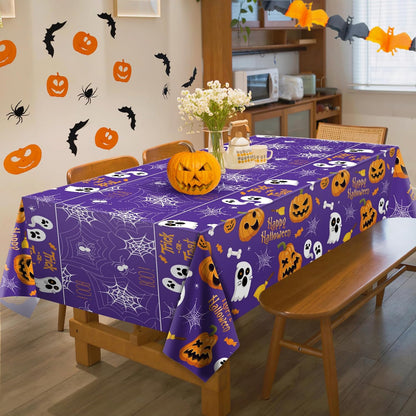OHOME Halloween Decorations - Disposable Plastic Halloween Tablecloth for Kids Birthday Party Table and Classroom Party, 2 Pack, 52x87 Inch