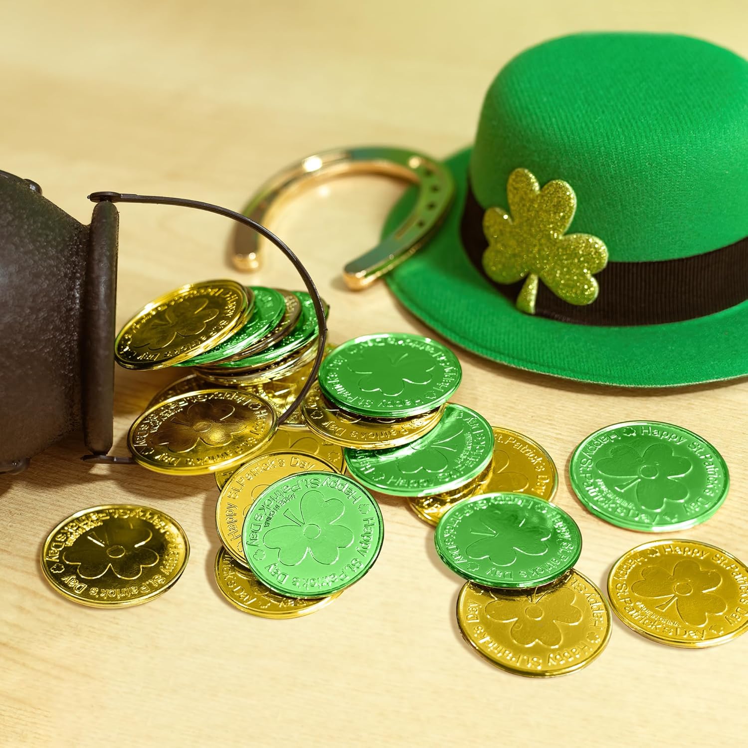 OHOME St. Patrick's Day Shamrock Coins – Ready-to-Give Party Favor Pack for Classmates and Coworkers