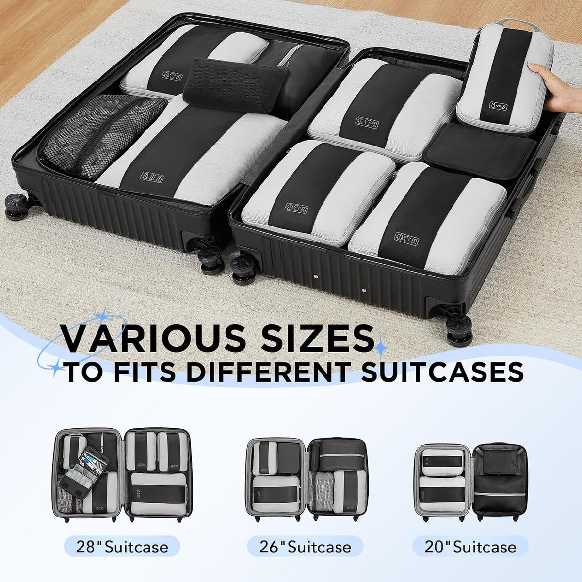 OlarHike Travel Compression Bags for Hostel Backpackers, Ventilated Cubes That Separate Clean and Dirty Laundry on the Trail
