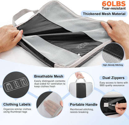 OlarHike Travel Compression Bags for Hostel Backpackers, Ventilated Cubes That Separate Clean and Dirty Laundry on the Trail