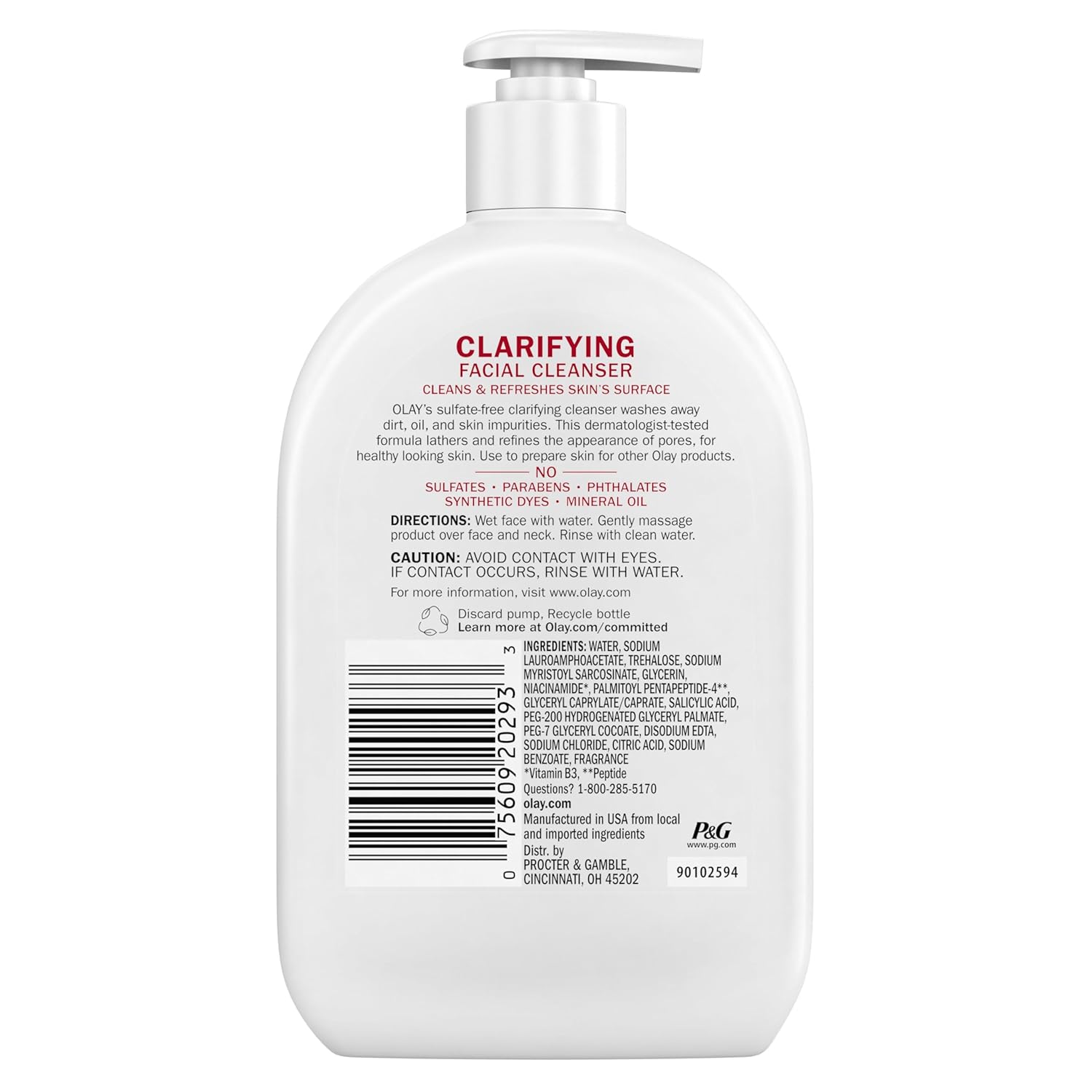 Olay Clean-Formula Facial Wash – Paraben & Phthalate-Free for Household Peace of Mind