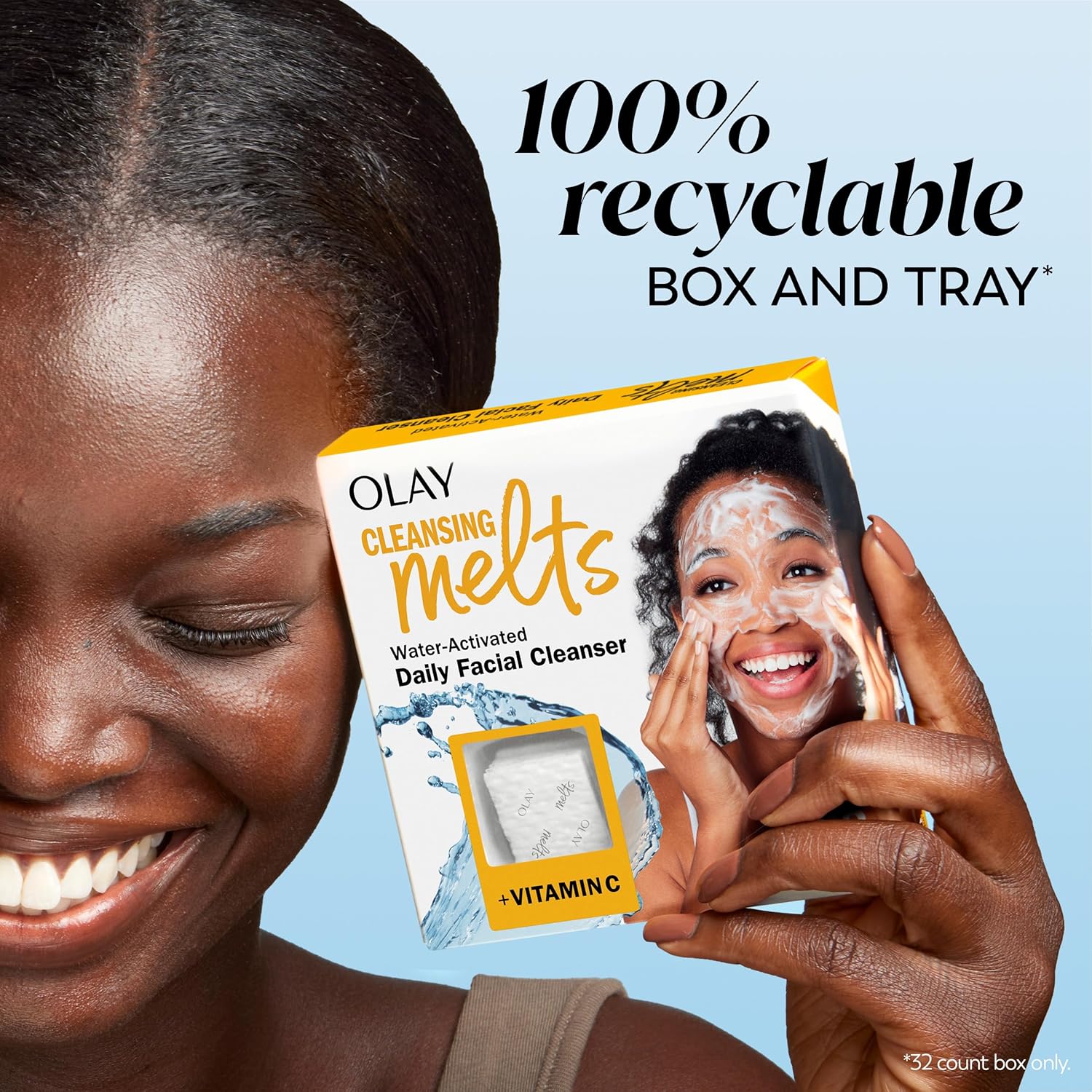Olay Cleansing Melts Vitamin C – Resealable Travel Cleanser for Gym Bags and Office Drawers, Makeup and Oil Removal