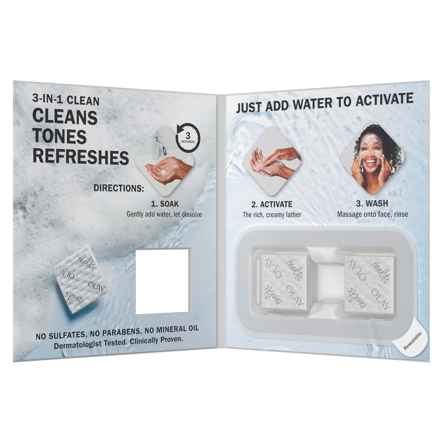 Olay Cleansing Melts Vitamin C – Resealable Travel Cleanser for Gym Bags and Office Drawers, Makeup and Oil Removal