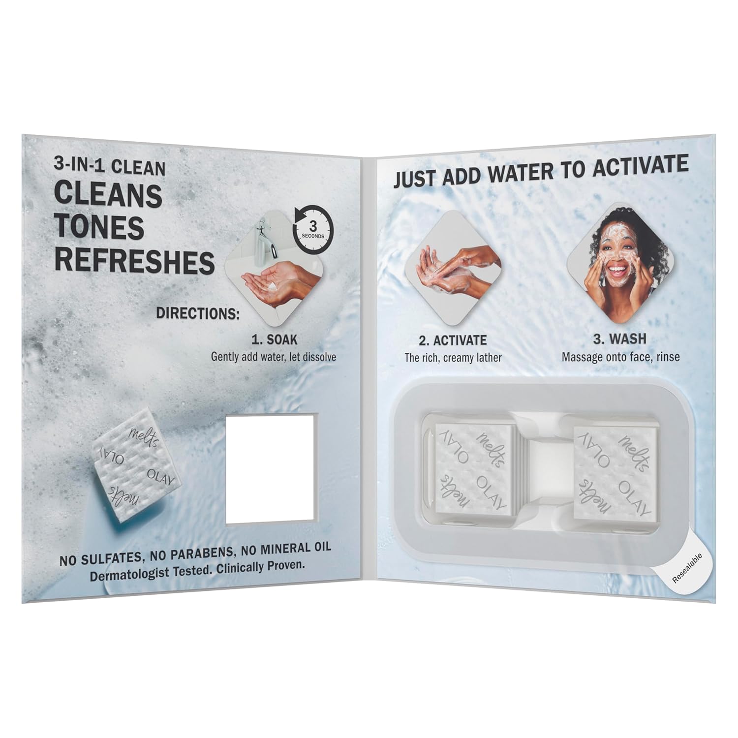 Olay Cleansing Melts Vitamin C – Resealable Travel Cleanser for Gym Bags and Office Drawers, Makeup and Oil Removal
