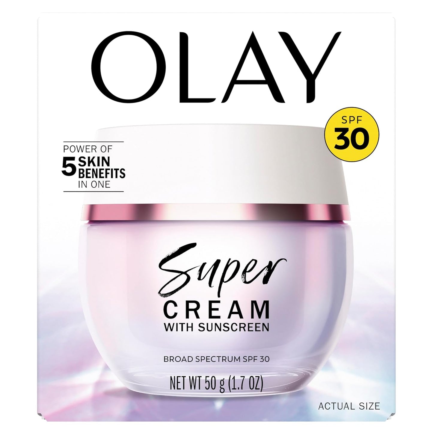 Olay Super Cream with Sunscreen SPF 30 – Elegant Brightening Face Cream with Niacinamide & Hyaluronic Acid