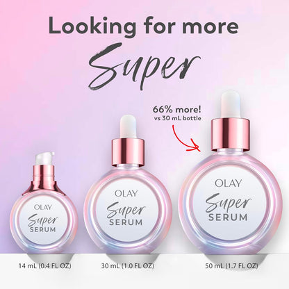Olay Super Serum 0.4 oz – Mindful Morning Skincare Ritual with Collagen Peptide for a Mindful Glow