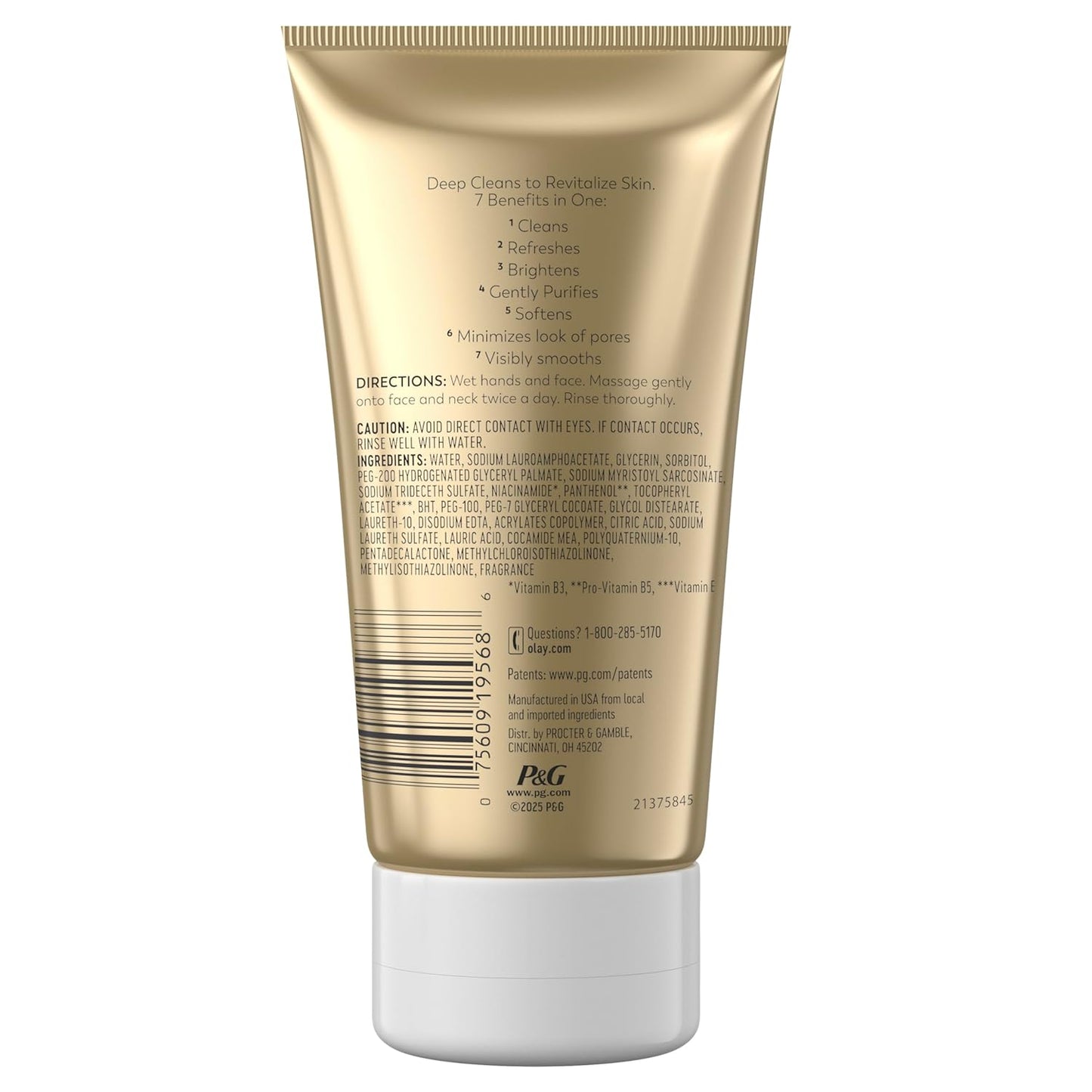 Olay Total Effects Luxury Foaming Cleanser – Professional-Grade Skincare in Elegant Bottles, 3-Pack