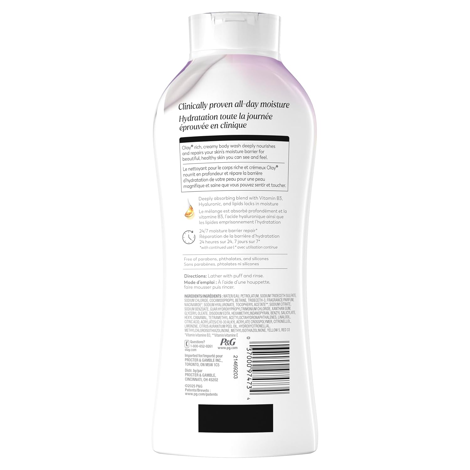 Olay Unscented Body Wash for Women – Minimal Formula, Maximum Hydration (Pack of 4)