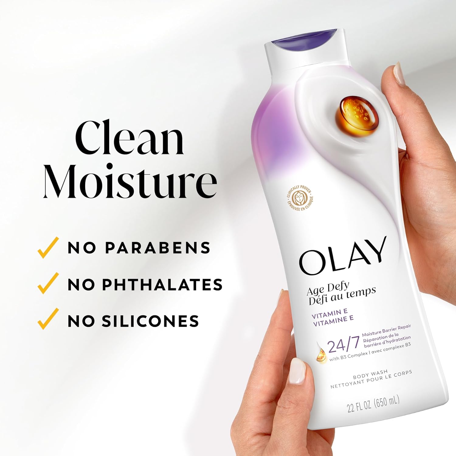 Olay Unscented Body Wash for Women – Minimal Formula, Maximum Hydration (Pack of 4)