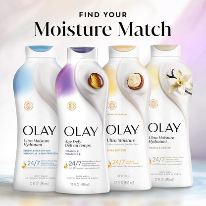 Olay Unscented Body Wash for Women – Minimal Formula, Maximum Hydration (Pack of 4)