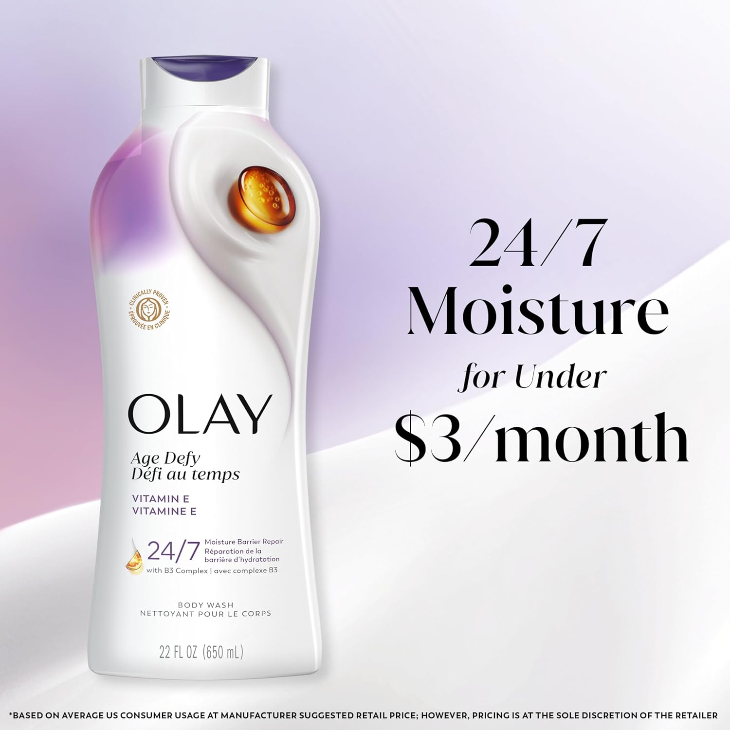 Olay Unscented Body Wash for Women – Minimal Formula, Maximum Hydration (Pack of 4)