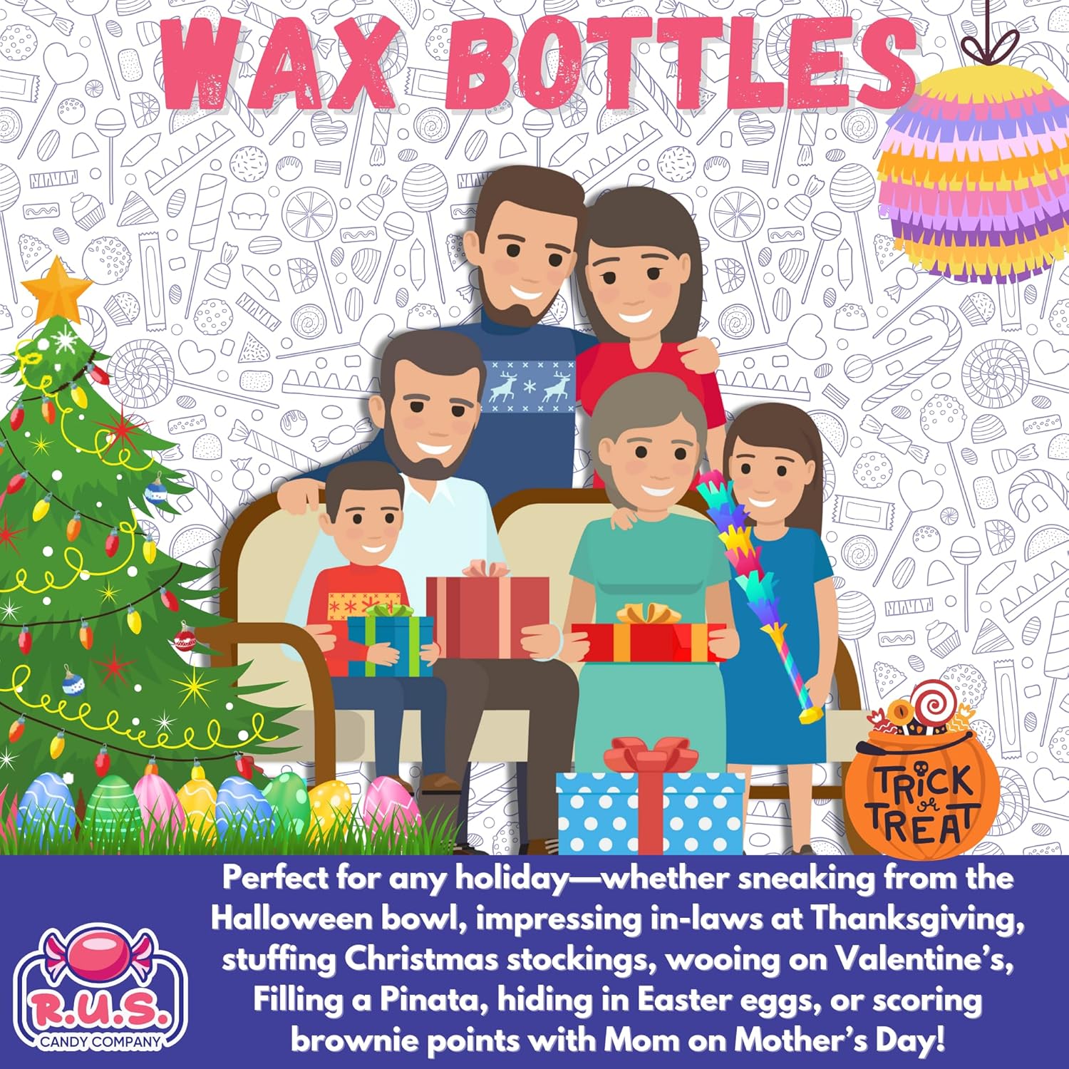 Old-Fashioned Wax Bottle Drinks – Half Pound Retro Candy Variety for Children's Birthday Party Favors and Candy Buffets