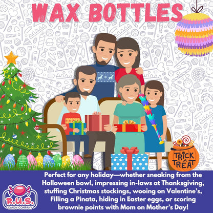 Old-Fashioned Wax Bottle Drinks – Half Pound Retro Candy Variety for Children's Birthday Party Favors and Candy Buffets