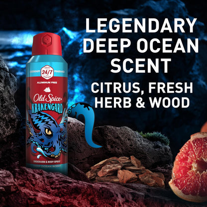 Old Spice Aluminum-Free Body Spray for Men – Holiday Gift Set with Deep Ocean Cologne Scent, Pack of 2