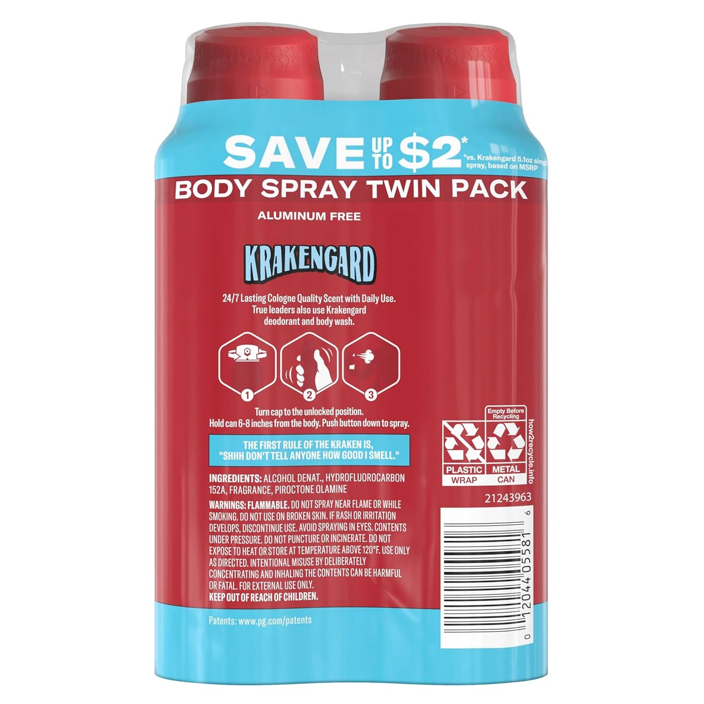 Old Spice Aluminum-Free Body Spray for Men – Holiday Gift Set with Deep Ocean Cologne Scent, Pack of 2