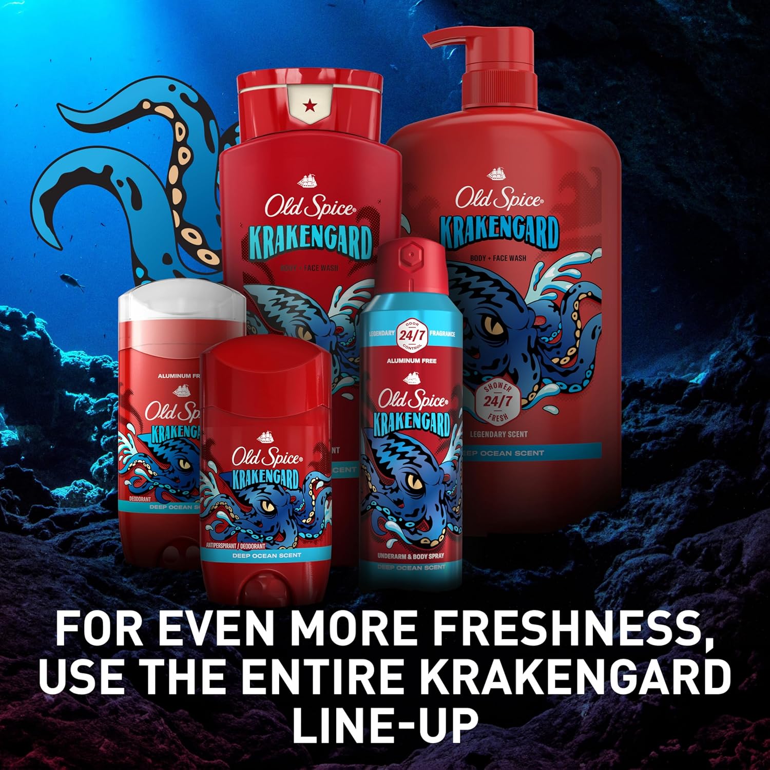 Old Spice Aluminum-Free Body Spray for Men – Holiday Gift Set with Deep Ocean Cologne Scent, Pack of 2