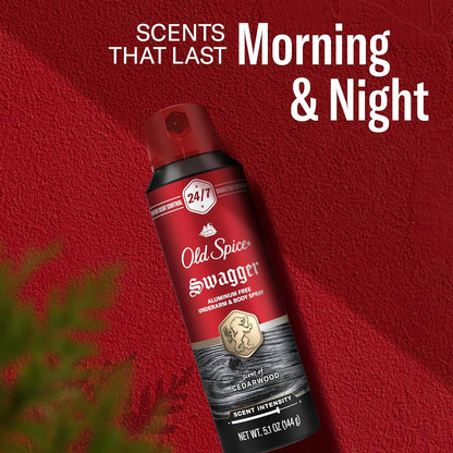 Old Spice Aluminum Free Body Spray for Men – Premium Red Collection Trio, 24/7 Signature Scent with Cedarwood, Apple & Fresh Herbs, 5.1 oz Pack of 3