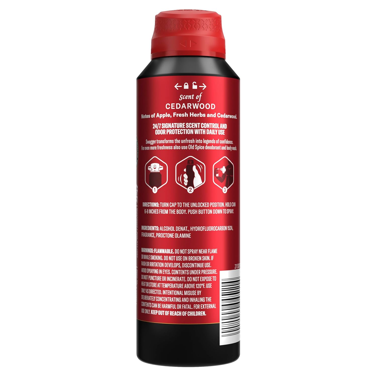 Old Spice Aluminum Free Body Spray for Men – Premium Red Collection Trio, 24/7 Signature Scent with Cedarwood, Apple & Fresh Herbs, 5.1 oz Pack of 3