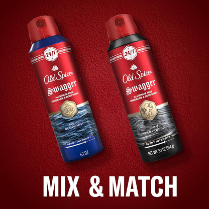 Old Spice Aluminum Free Body Spray for Men – Premium Red Collection Trio, 24/7 Signature Scent with Cedarwood, Apple & Fresh Herbs, 5.1 oz Pack of 3