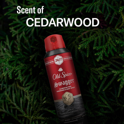 Old Spice Aluminum Free Body Spray for Men – Premium Red Collection Trio, 24/7 Signature Scent with Cedarwood, Apple & Fresh Herbs, 5.1 oz Pack of 3
