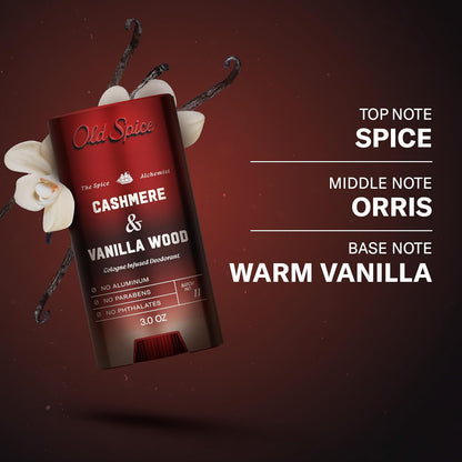 Old Spice Aluminum Free Deodorant – Spice Alchemist Cashmere + Vanilla Wood, Aluminum-Free Solid Stick for a Mindful Morning Routine