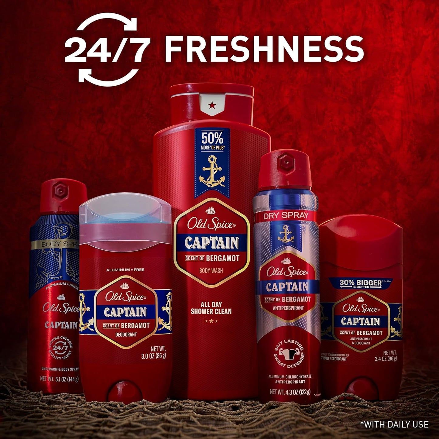 Old Spice Captain Body Wash – Invigorating Morning Shower Ritual for Men, 33.4 oz Bergamot